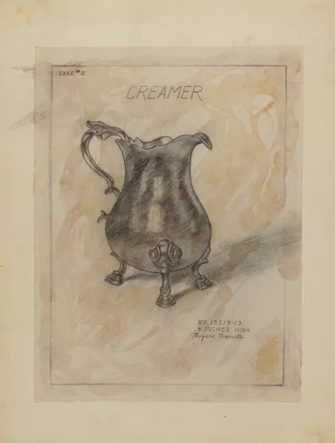 Silver Creamer by Eugene Barrell, index of american design, 1936-1942