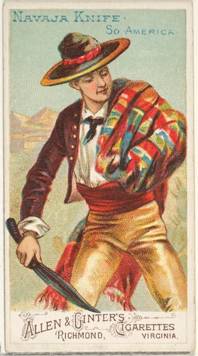 Navaja Knife, South America, from the Arms of All Nations series (N3) for Allen & Ginter Cigarettes Brands by Allen & Ginter, print, 1887