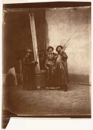 [The Artist, His Mother, and Friends in Fishing Garb] by Olympe Aguado de las Marismas, photograph, 1858-1862