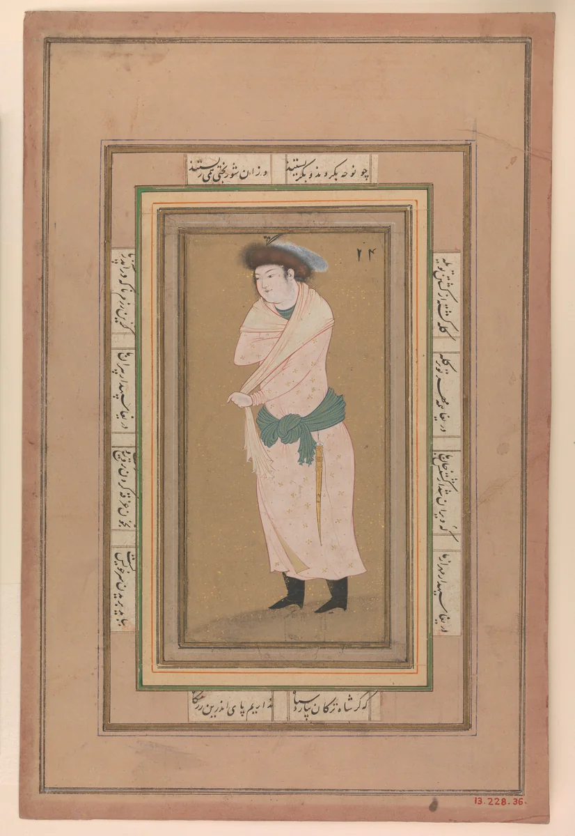 Portrait of a Man by Riza-yi Abbasi, manuscript, 1575-1625