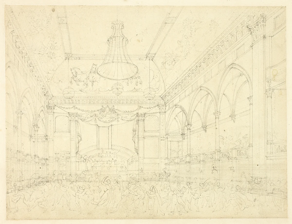 Study for Pantheon Masquerade, from Microcosm of London by Augustus Charles Pugin
Thomas Rowlandson, drawing, 1807-1809