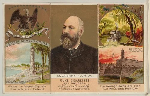 Governor Perry, Florida, from "Governors, Arms, Etc." series (N133-2), issued by Duke Sons & Co. by W. Duke, Sons & Co., print, 1885-1892