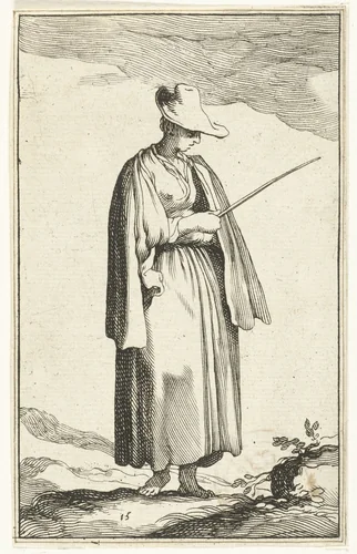 Jonge boerin by Frederick Bloemaert, print, 1635-1669