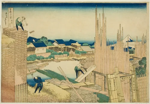 Tatekawa at Honjo (Honjo Tatekawa), from the series "Thirty-six Views of Mount Fuji (Fugaku sanjurokkei)" by Katsushika Hokusai (葛飾 北斎), print, 1825-1838