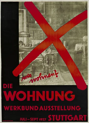 wie wohnen? Die Wohnung (How Should We Live? The Dwelling) (Poster for exhibition organized by the Deutsche Werkbund at the Weissenhofsiedlung, Stuttgart, Germany) by Willi Baumeister, design, 1927