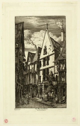 Rue des toiles, Bourges by Charles Meryon, print, 1841-1868