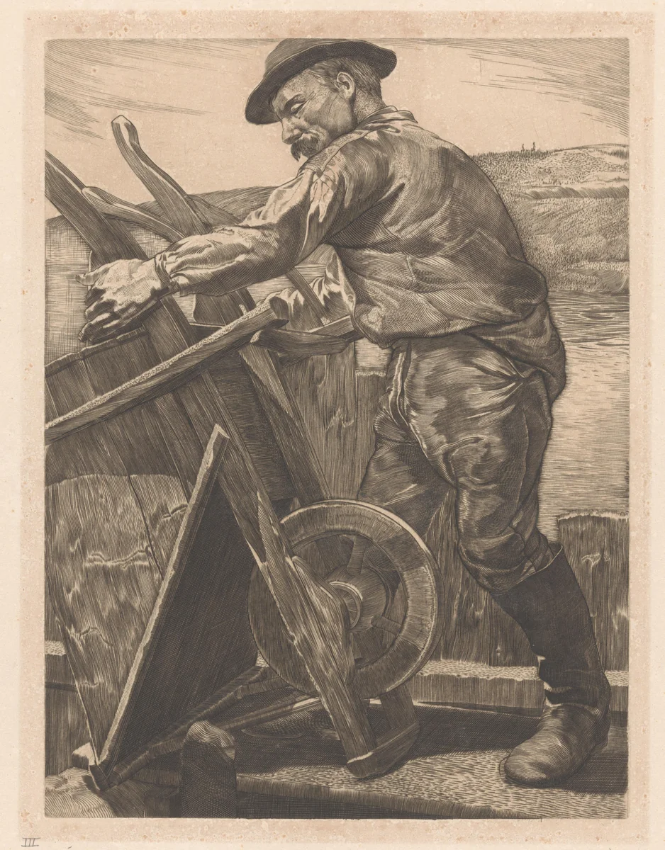 Arbeider met een kruiwagen by Johannes Josephus Aarts, print, 1881-1934