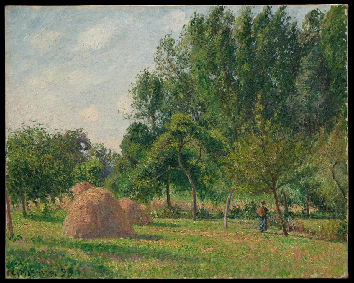 Haystacks, Morning, Eragny by Camille Pissarro, painting, 1899
