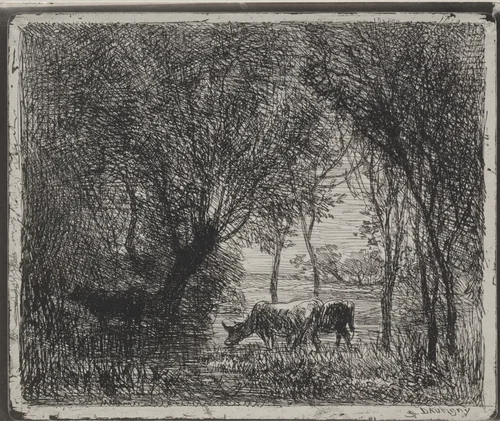 Cows in the Woods by Charles-François Daubigny, print, 1921