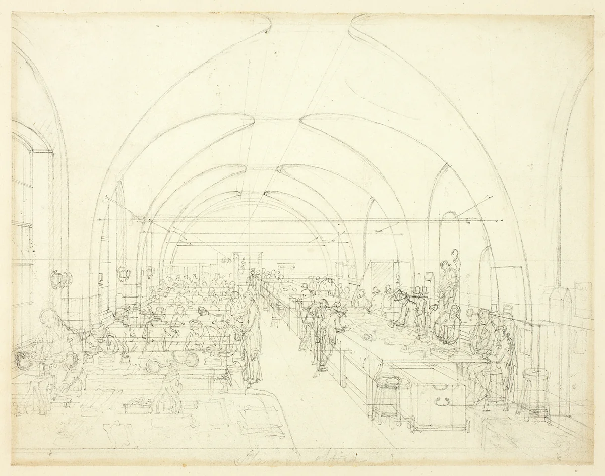 Study for Stamp Office, from Microcosm of London by Augustus Charles Pugin
Thomas Rowlandson, drawing, 1807-1809
