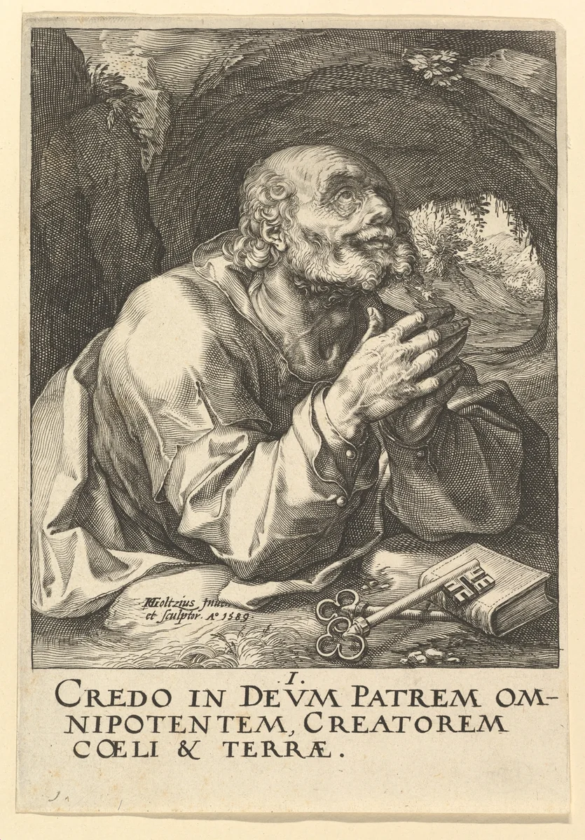 St. Peter, from "Christ, the Apostles and St. Paul with the Creed" by Hendrick Goltzius, print, 1589