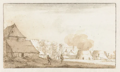 Kalkovens bij Leiderdorp by Jan de Bisschop, drawing, 1648-1671