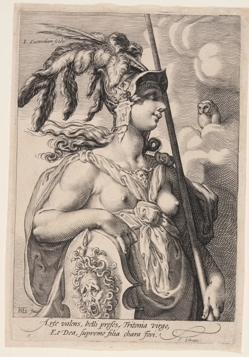 Pallas Athena, from Three Goddesses by Jan Saenredam, print, 1595