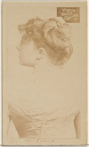 Card 647, Miss Leicester, from the Actors and Actresses series (N45, Type 2) for Virginia Brights Cigarettes by Allen & Ginter, photograph, 1885-1891