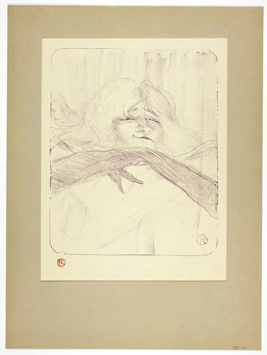 Linger, longer, loo, plate seven from Yvette Guilbert by Henri de Toulouse-Lautrec, print, 1898