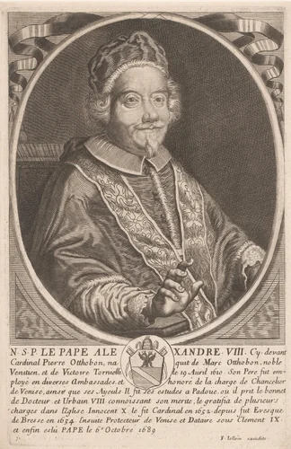 Portret van paus Alexander VIII by anonymous, print, 1689-1704