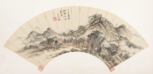 Landscape after Huang Gongwang by Wang Shimin, painting, 1677