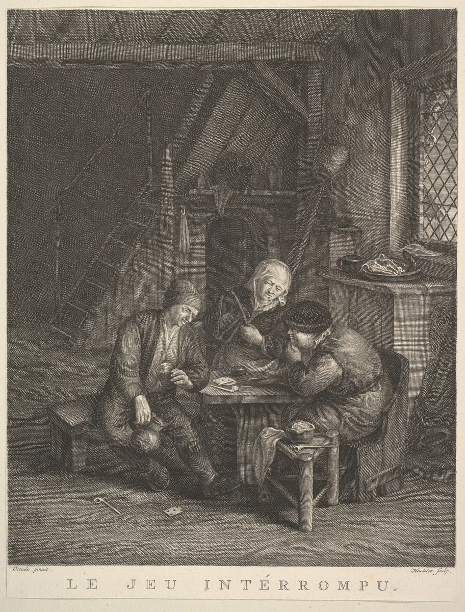 The Interrupted Game (Le Jeu intérrompu) by Jean Heudelot, print, 1730-1768
