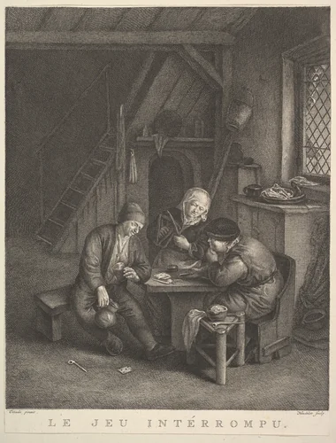 The Interrupted Game (Le Jeu intérrompu) by Jean Heudelot, print, 1730-1768