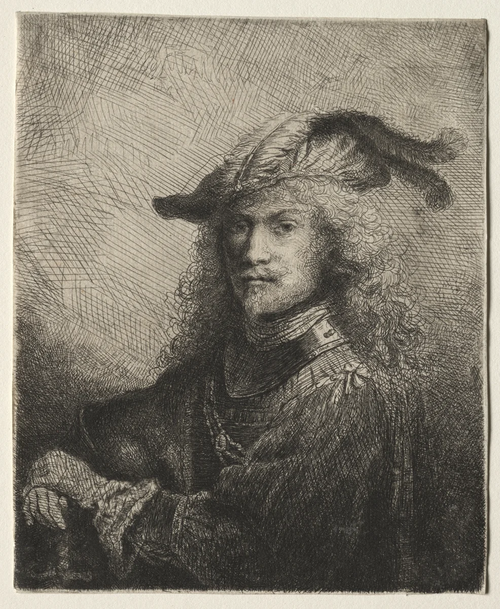 Portrait of an Officer by Ferdinand Bol, print, 1645
