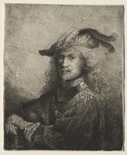 Portrait of an Officer by Ferdinand Bol, print, 1645