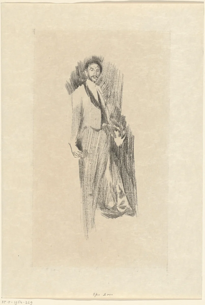 Portret van Robert de Montesquion by James Abbott McNeill Whistler, print, 1895