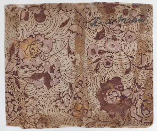 Book cover with overall floral and dot pattern by anonymous, print, 1800-1900