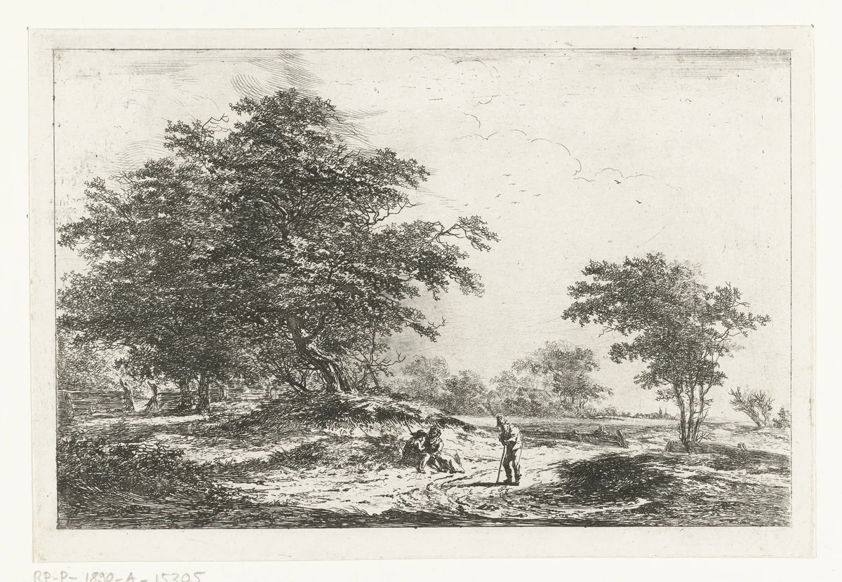 Landschap met rustende figuren by Hermanus van Brussel, print, 1800-1815