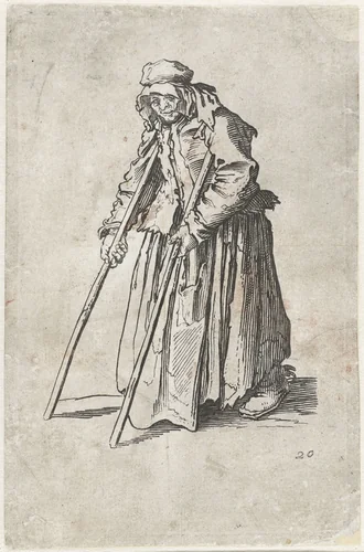 Bedelares met krukken by anonymous, print, 1622-1670