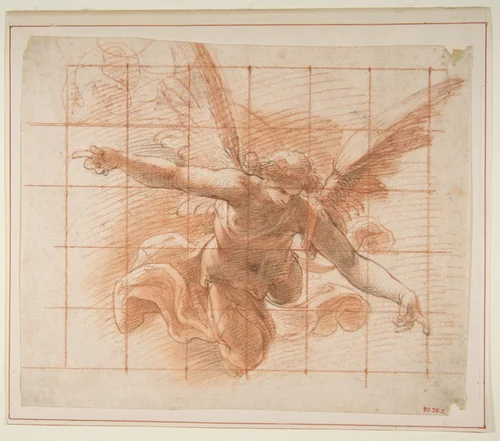 Flying Angel by Cristoforo Roncalli, drawing, 1553-1626