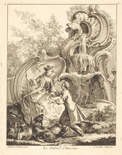 Le Galand Chasseur by Antoine Aveline, Jean Mondon, print, 1736