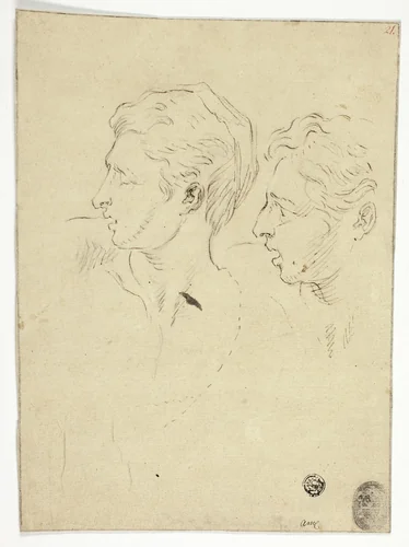 Sketch of Two Men Turning Left by Unknown Artist, drawing, 1600-1699