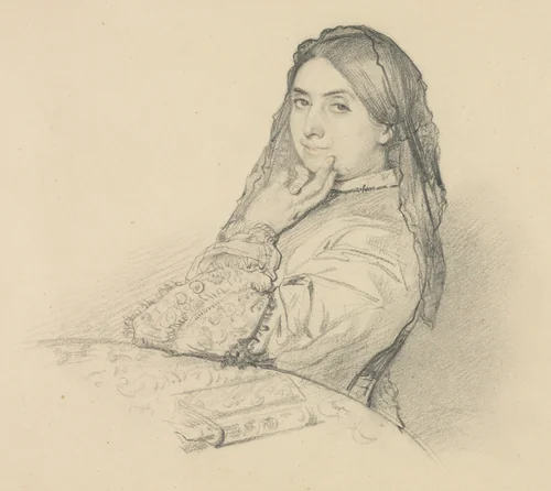 Portrait of his Mother by Henri Lehmann, drawing, 1851