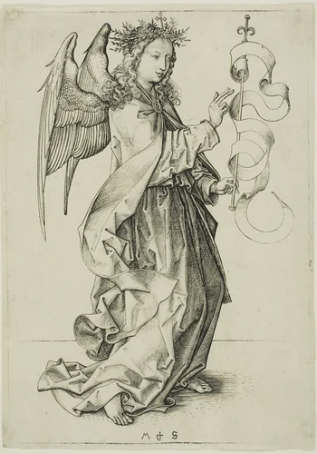 The Angel of the Annunciation by Martin Schongauer, print, 1470-1475