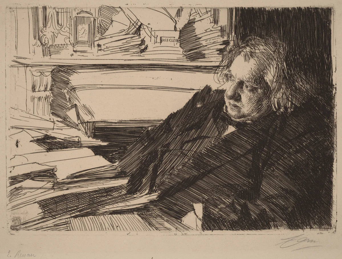 Ernest Renan by Anders Zorn, print, 1892