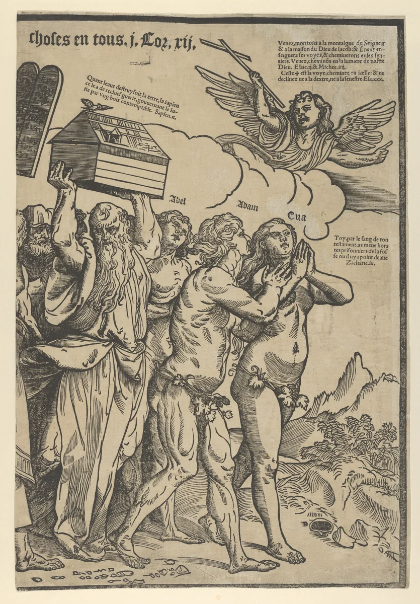The Triumph of Christ: the last sheet on the right showing Adam and Eve who lead the procession by anonymous, print, 1505-1515