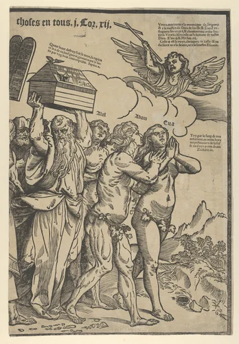 The Triumph of Christ: the last sheet on the right showing Adam and Eve who lead the procession by anonymous, print, 1505-1515