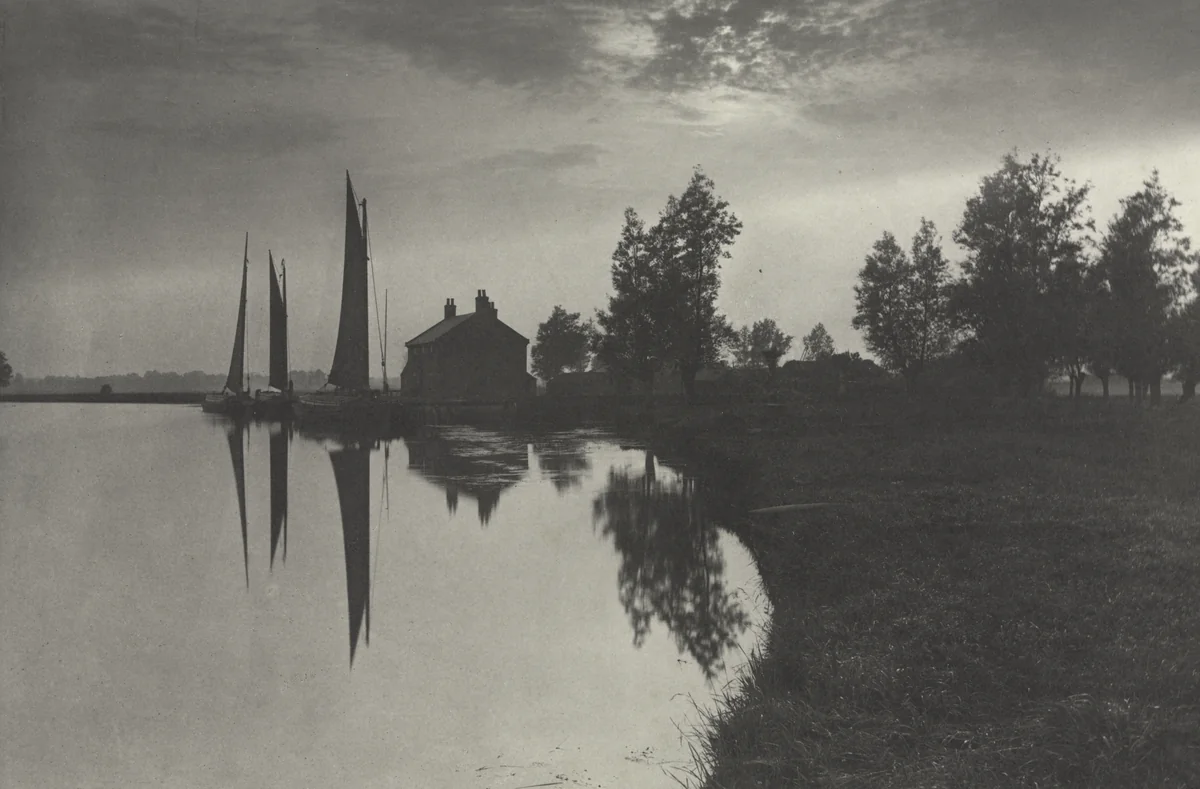 Cantley: Wherries Waiting for the Turn of the Tide by Peter Henry Emerson, photograph, 1886