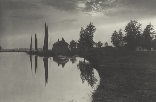 Cantley: Wherries Waiting for the Turn of the Tide by Peter Henry Emerson, photograph, 1886