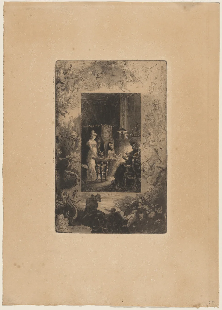 Un Thé Douairières by Félix-Hilaire Buhot, print, 1847-1898