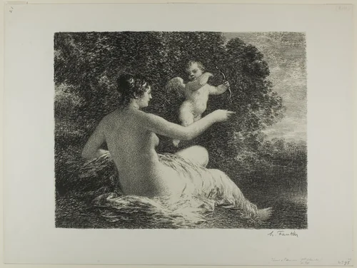 Venus and Cupid, large plate by Henri Fantin-Latour, print, 1896