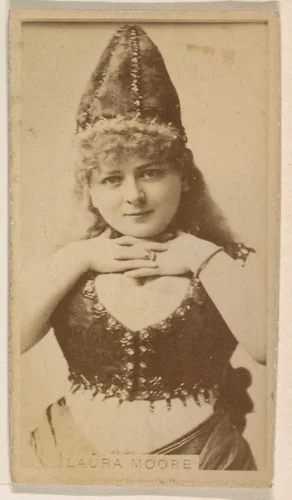 Laura Moore, from the Actresses series (N245) issued by Kinney Brothers to promote Sweet Caporal Cigarettes by Kinney Brothers Tobacco Company, photograph, 1890