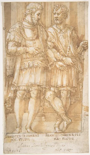 Two Princes of the House of Este: Ernest VI and Francis II by Pirro Ligorio, drawing, 1513-1583