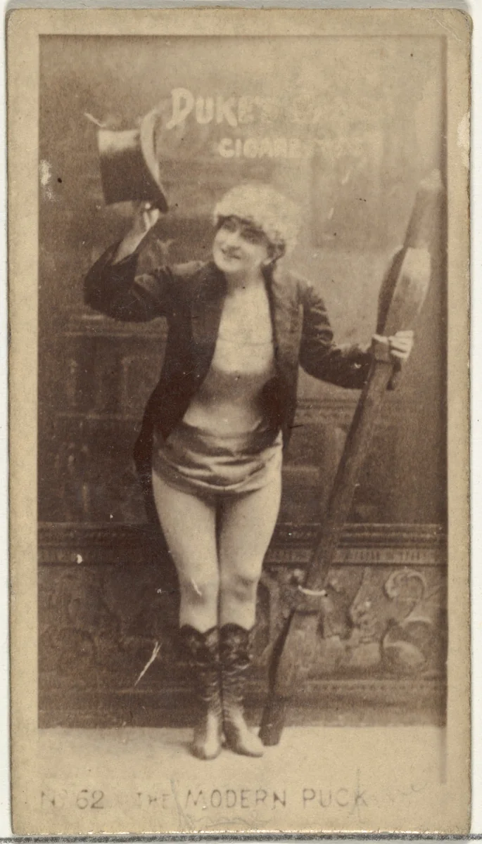 Card Number 62, The Modern Puck, from the Actors and Actresses series (N145-4) issued by Duke Sons & Co. to promote Cameo Cigarettes by W. Duke, Sons & Co., photograph, 1880-1889