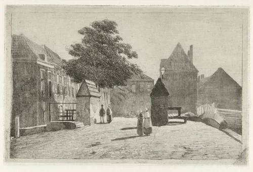 Stadsgezicht by Lambertus Hardenberg, print, 1837-1900