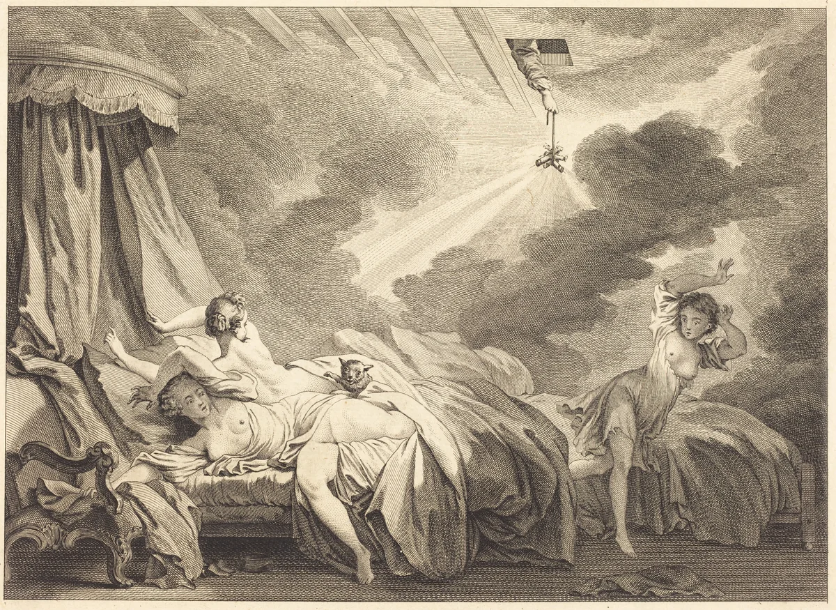 The Fireworks by Pierre-Laurent Auvray; Jean Honoré Fragonard, print, 1736-1816