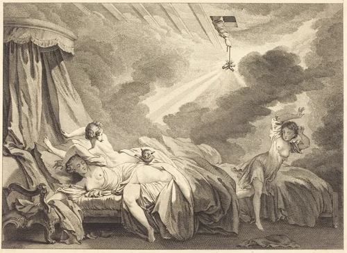 The Fireworks by Pierre-Laurent Auvray; Jean Honoré Fragonard, print, 1736-1816