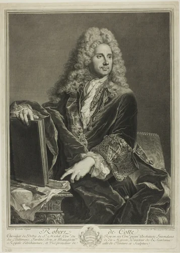 Portrait of Robert de Cotte by Pierre Drevet, print, 1722