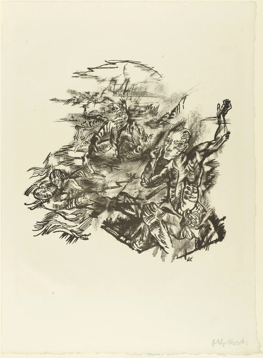 The Path to the Grave (Der Weg ins Grab) (plate 4) from The Bound Columbus (Der gefesselte Columbus) by Oskar Kokoschka, print, 1916