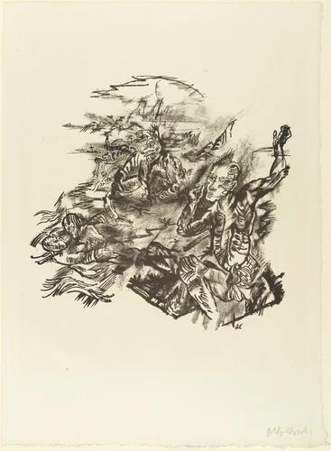 The Path to the Grave (Der Weg ins Grab) (plate 4) from The Bound Columbus (Der gefesselte Columbus) by Oskar Kokoschka, print, 1916